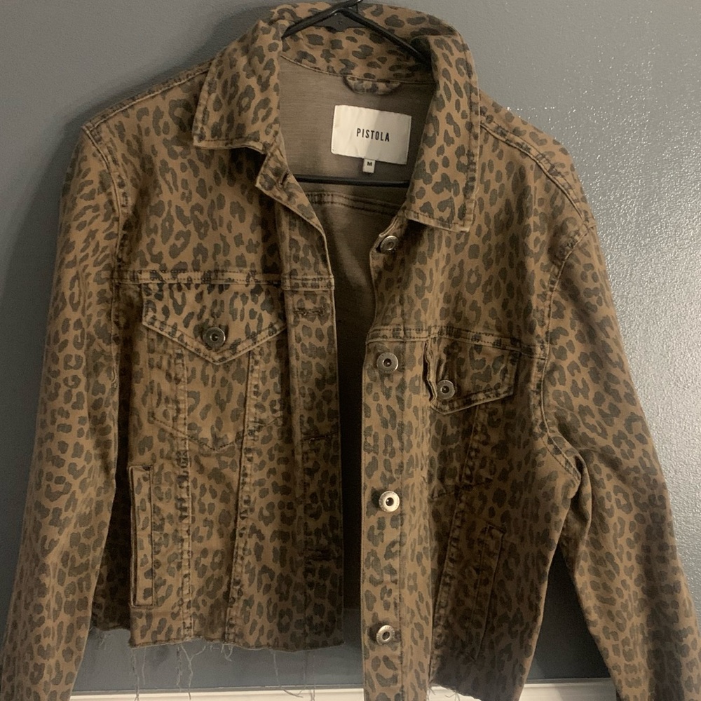 Womens leaopard print jean jacket.